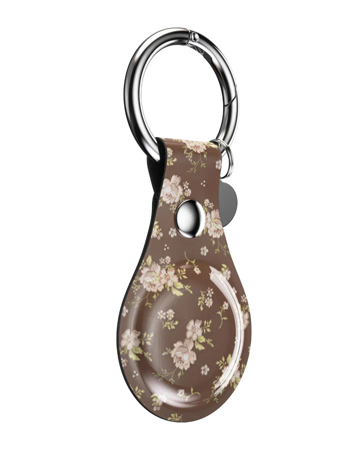 Brown Floral Airtag Case