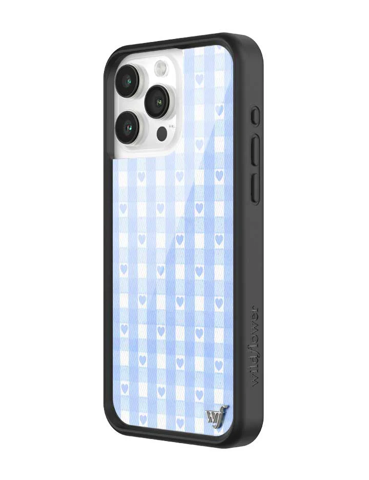 Gingham Hearts | Blue iPhone Case